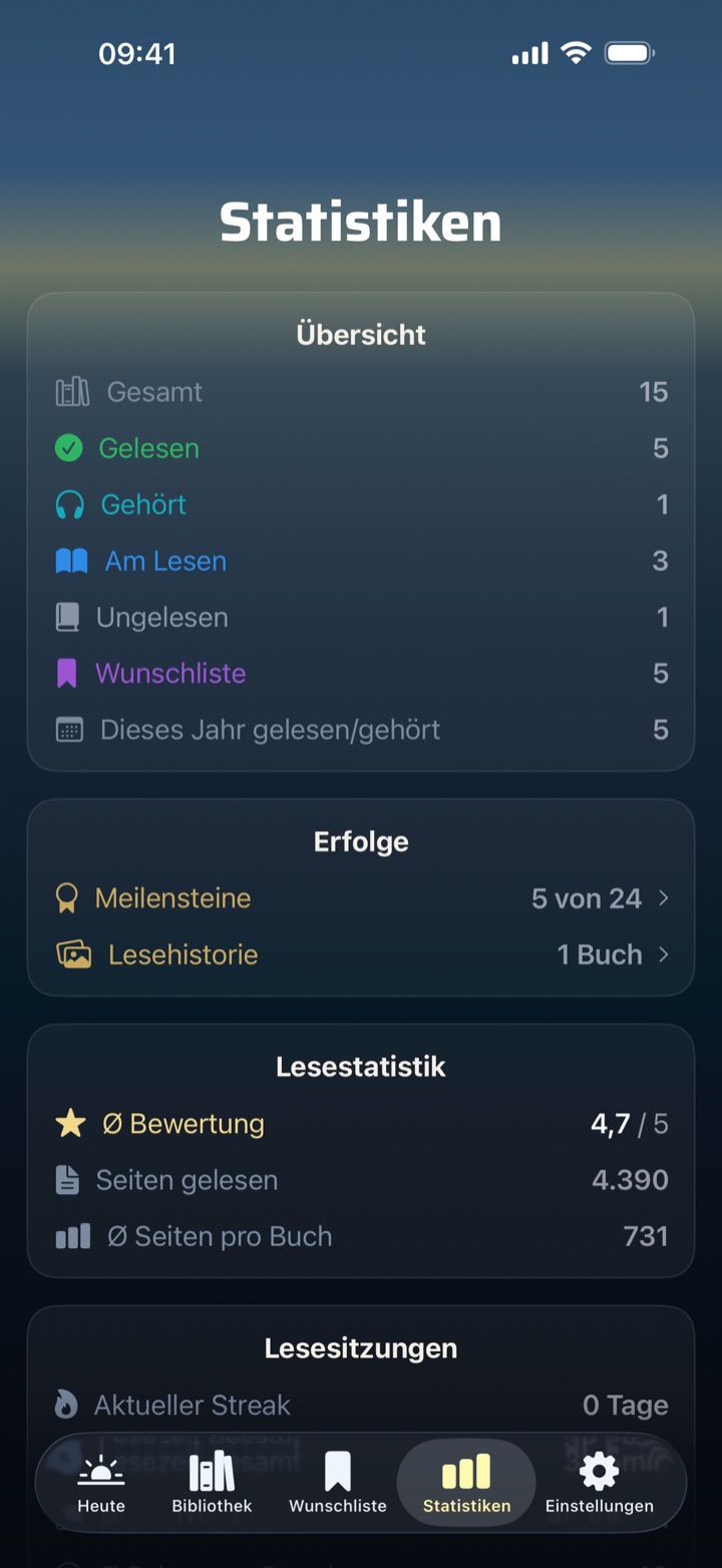 Lesestatistiken in BookSafe